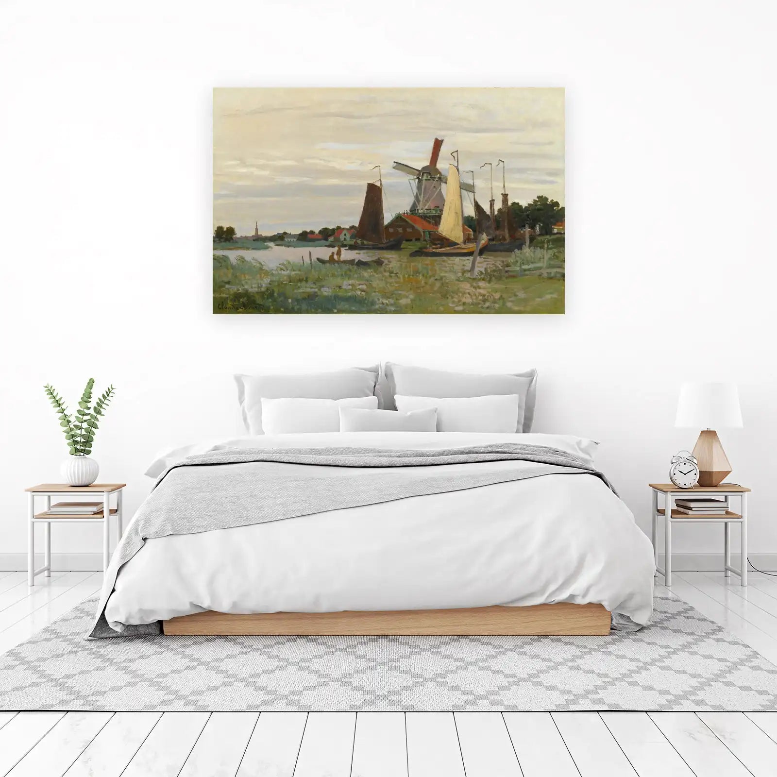 Vintage Dutch Windmill & Sailboats Wall Art