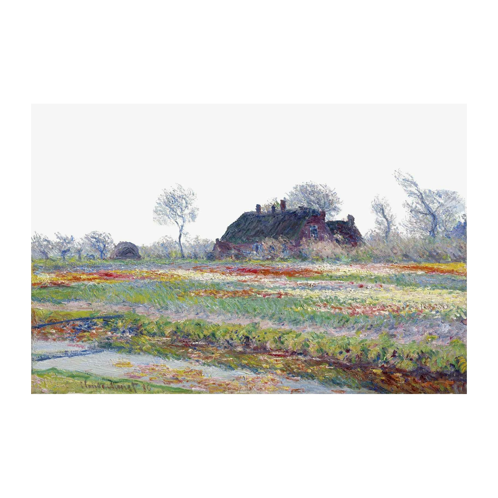 Impressionist Dutch Cottage & Tulips Wall Art