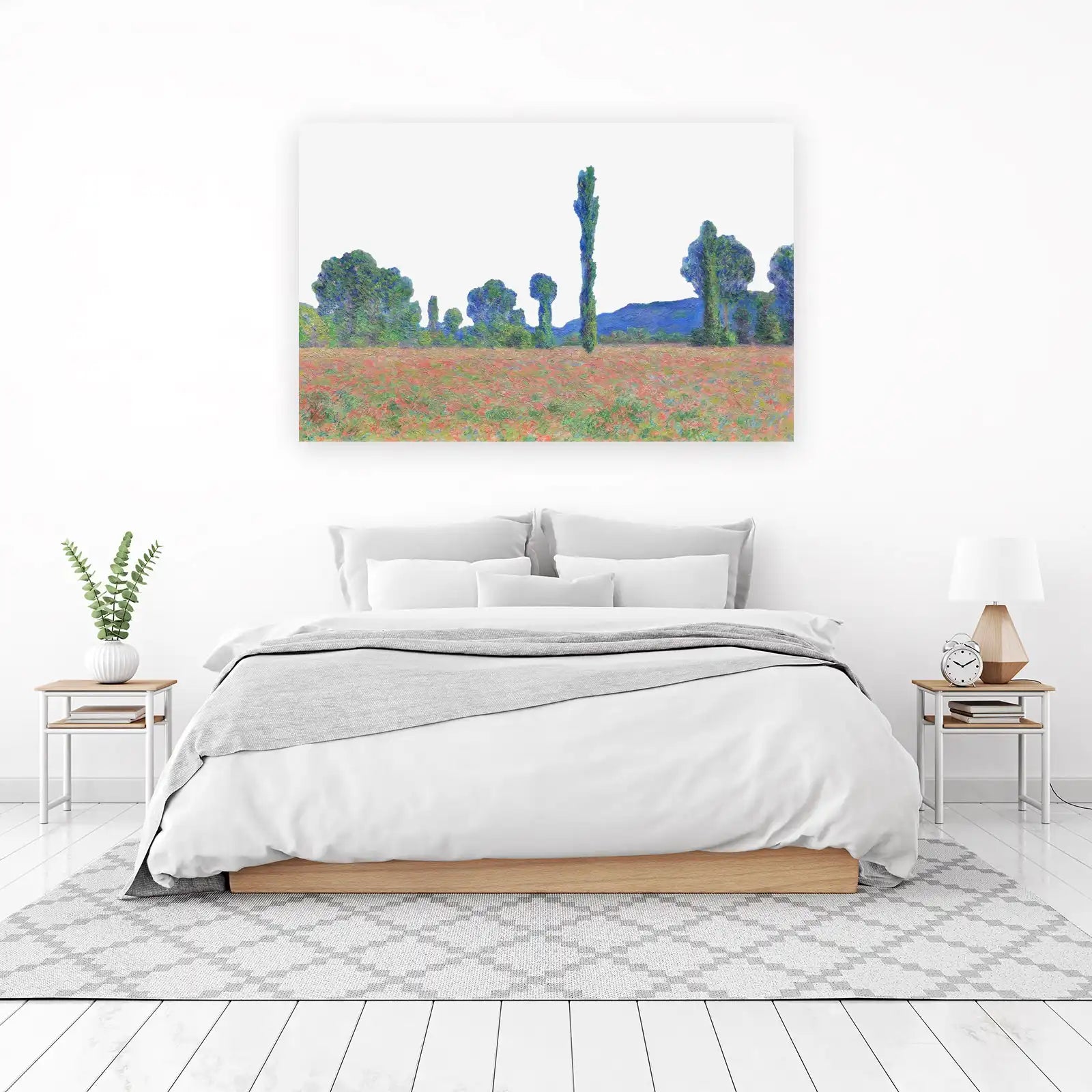 Impressionist Field of Poppies & Cypress Trees Wall Art