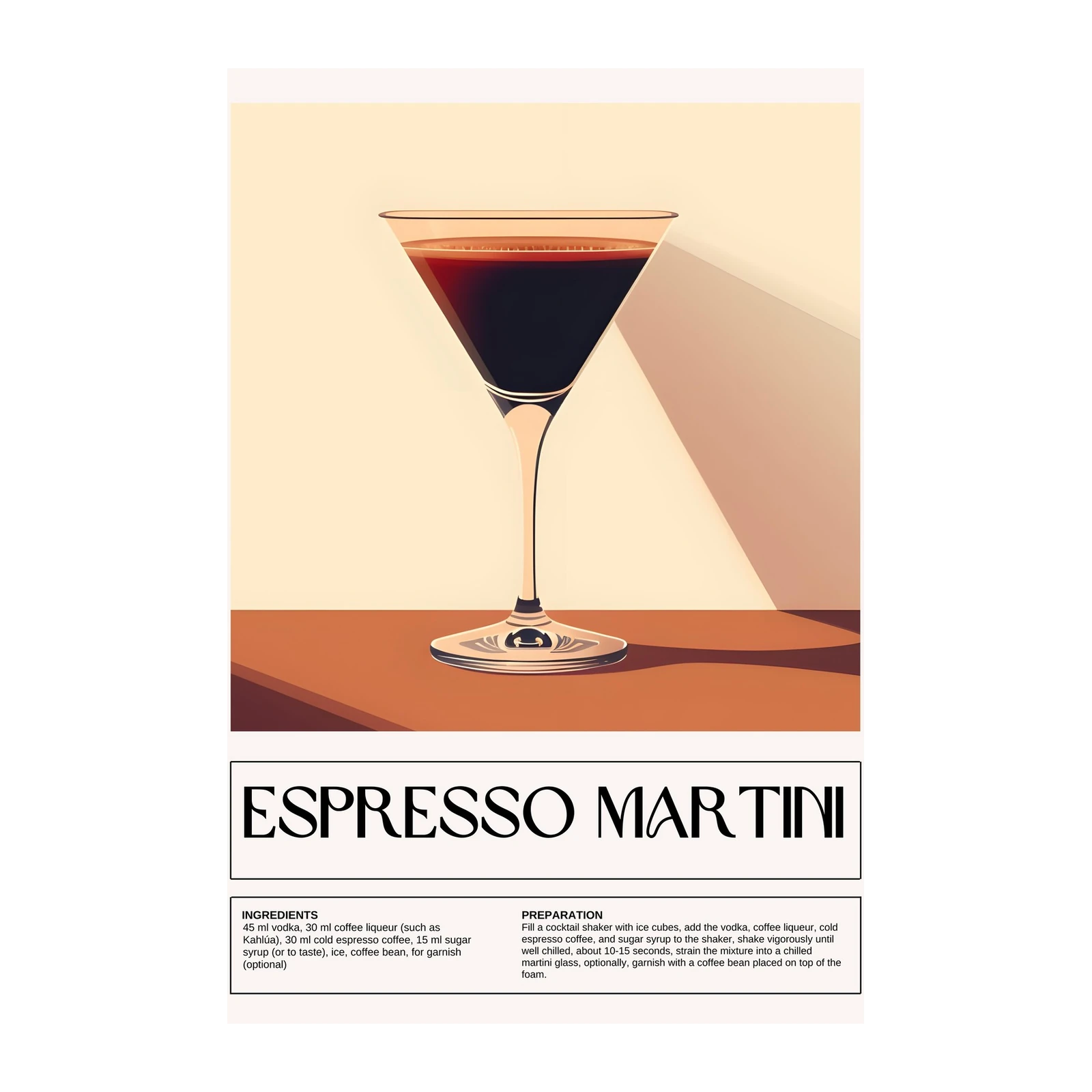 Elegant Espresso Martini Wall Art
