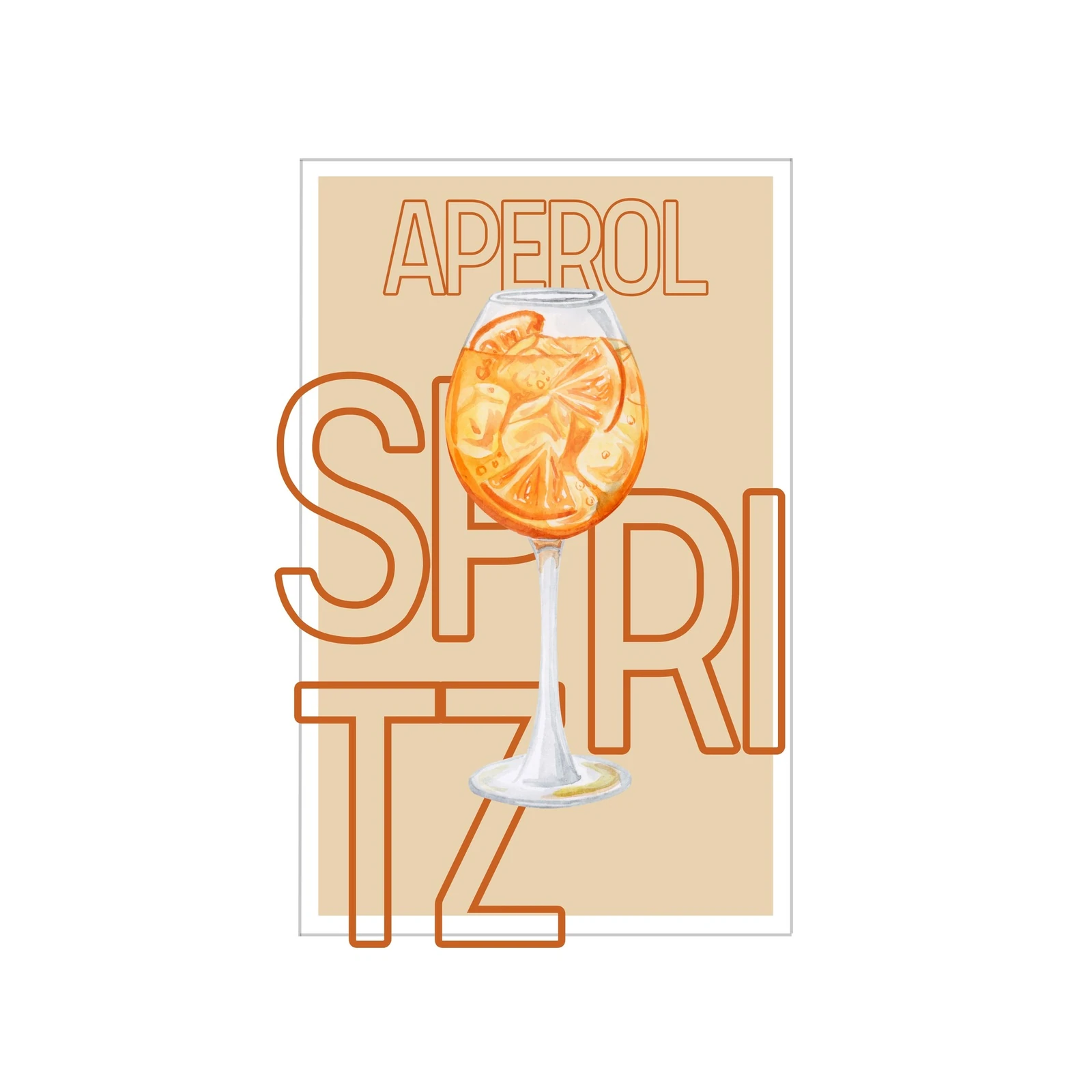 Vibrant Aperol Spritz Watercolor Wall Art
