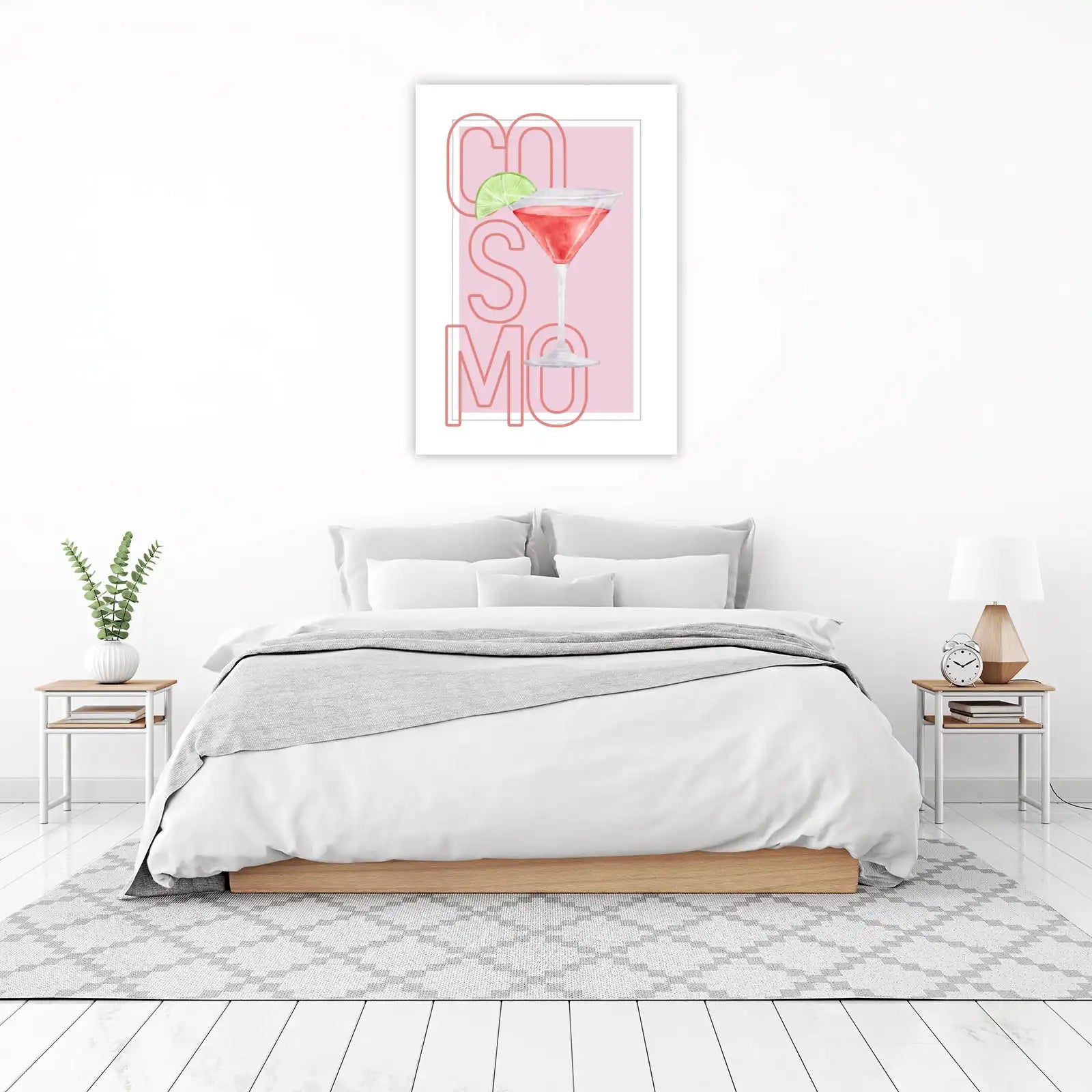 Cosmopolitan Cocktail Watercolor Wall Art