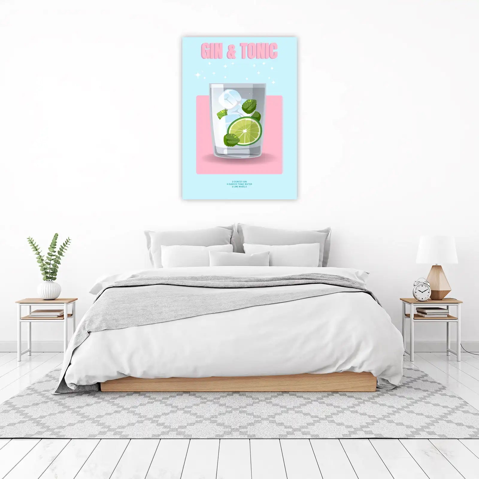Retro Gin & Tonic Cocktail Recipe Wall Art