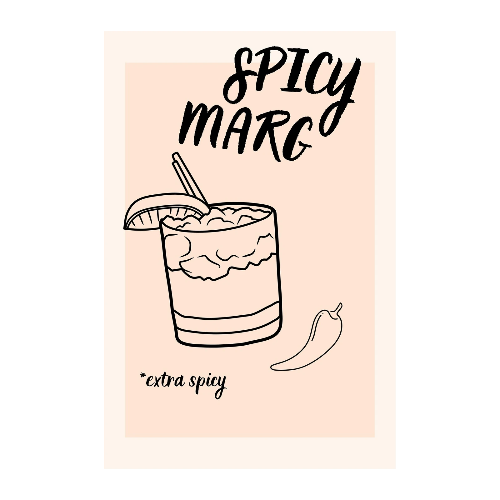 Spicy Margarita Minimalist Line Art Wall Art