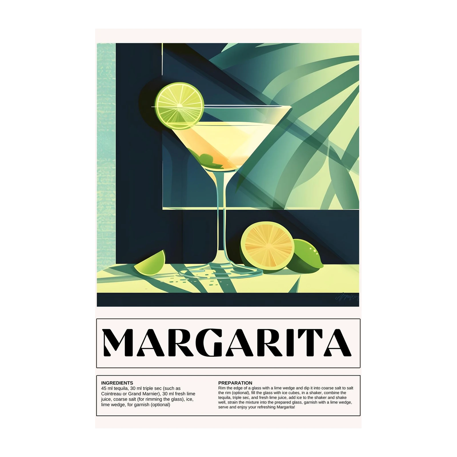 Retro Margarita Cocktail Art Wall Art