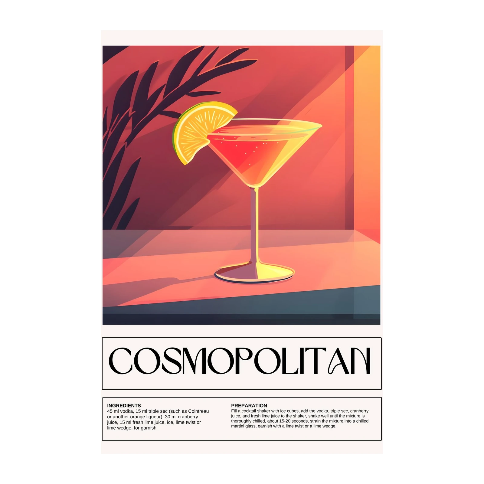Cosmopolitan Cocktail Art Wall Art