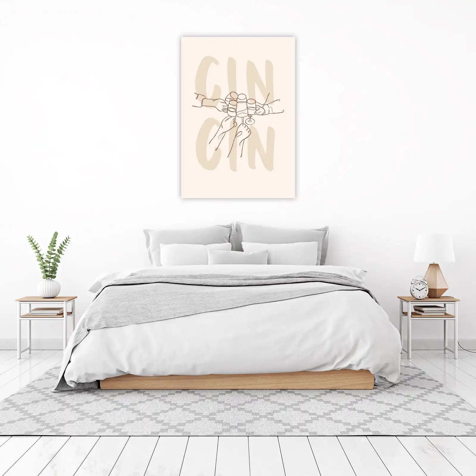 Cheers to Gin Abstract Line Art Wall Art