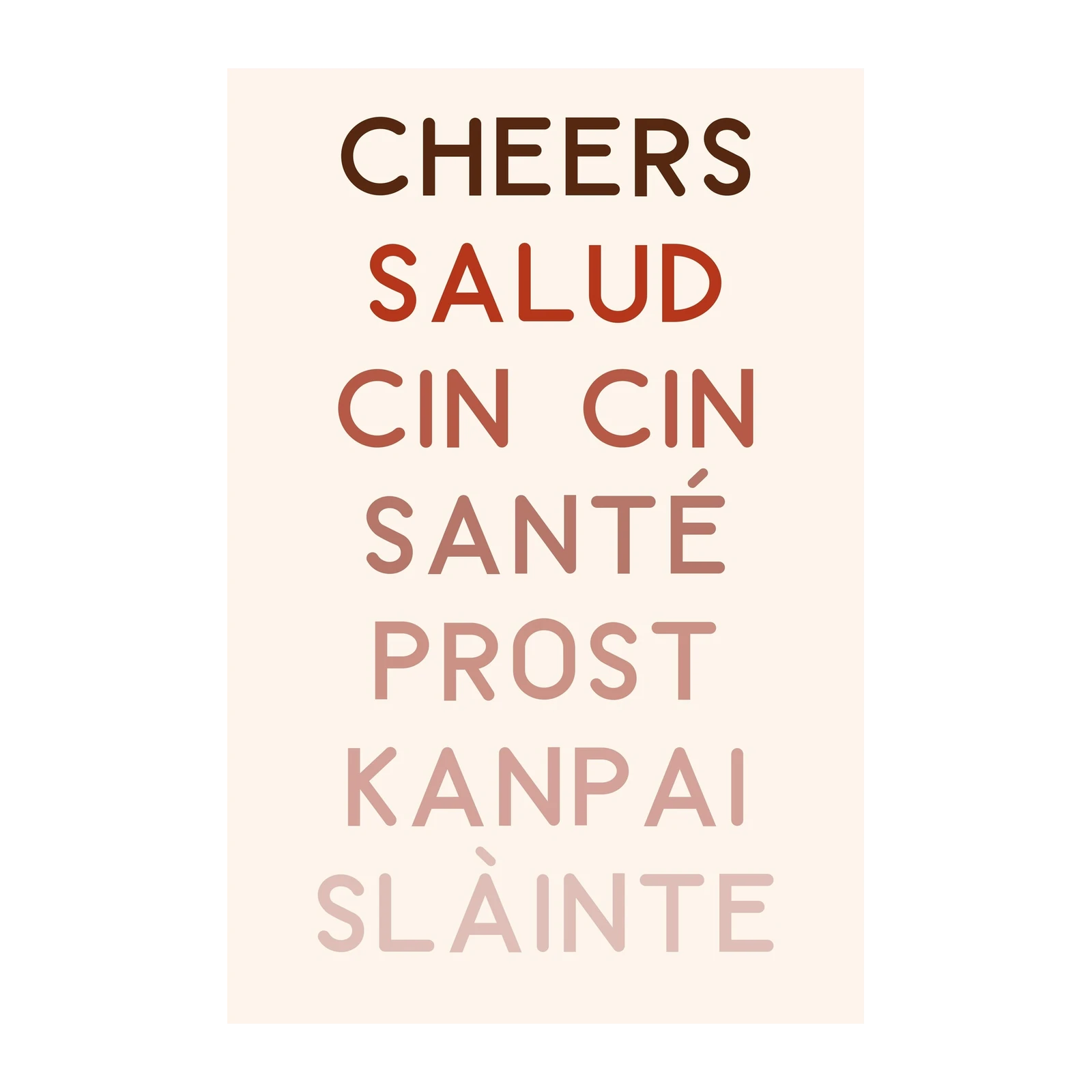 Global Cheers International Toast Typography Wall Art