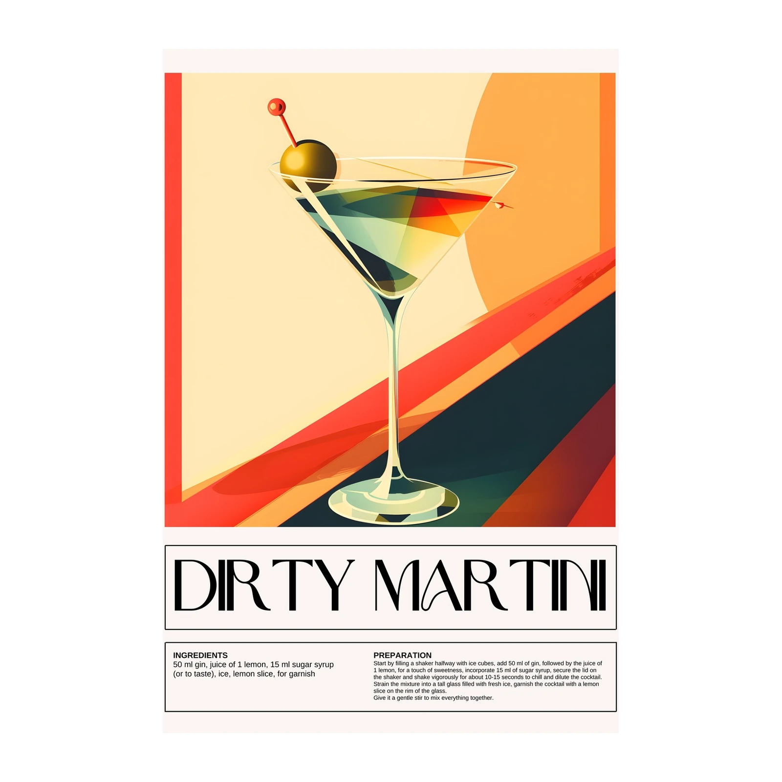 Retro Martini Cocktail Art Wall Art