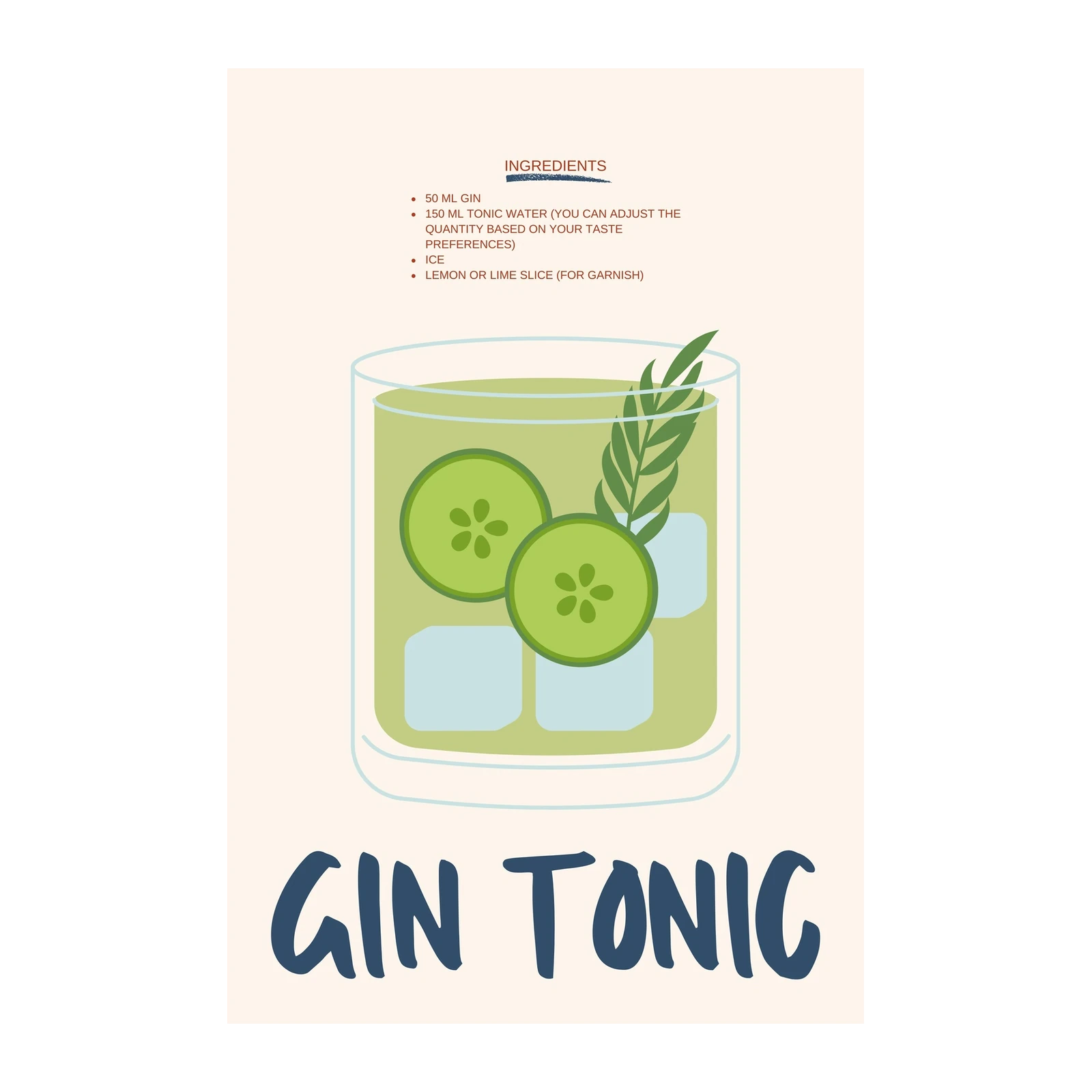 Refreshing Gin Tonic Recipe Wall Art