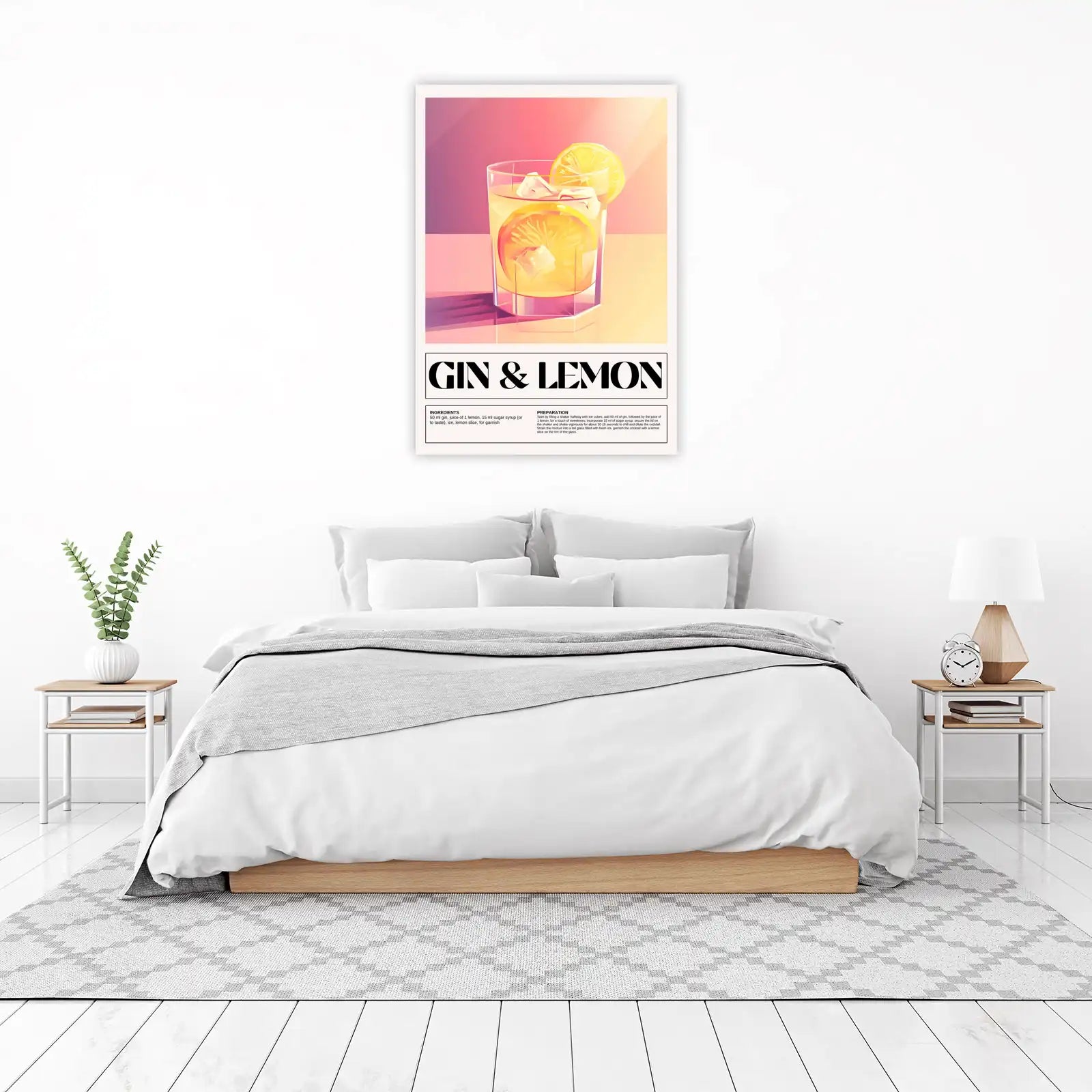 Vibrant Gin & Lemon Cocktail Wall Art