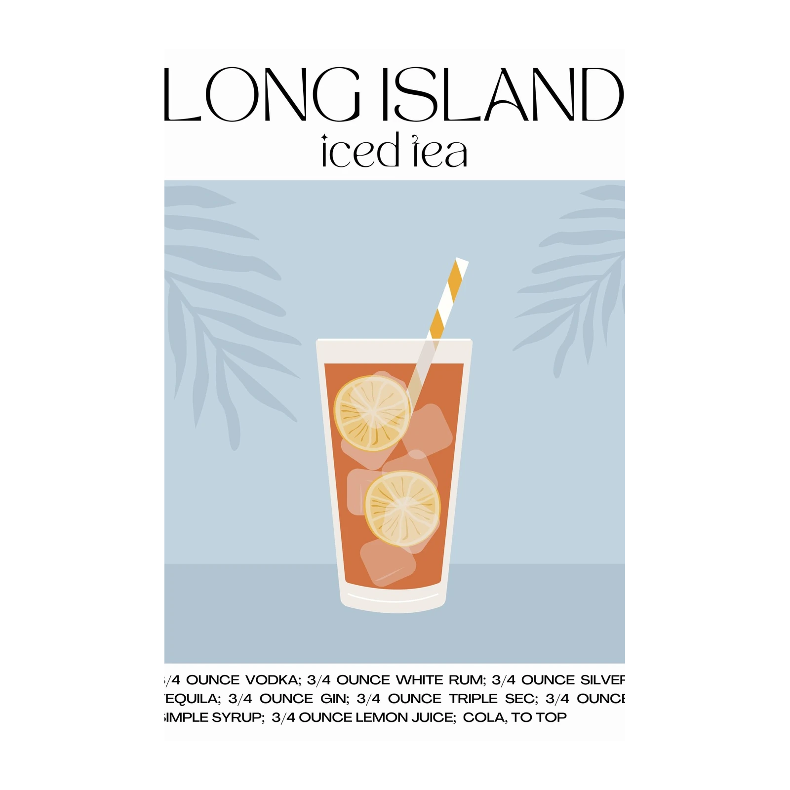 Long Island Iced Tea Cocktail Recipe Wall Art