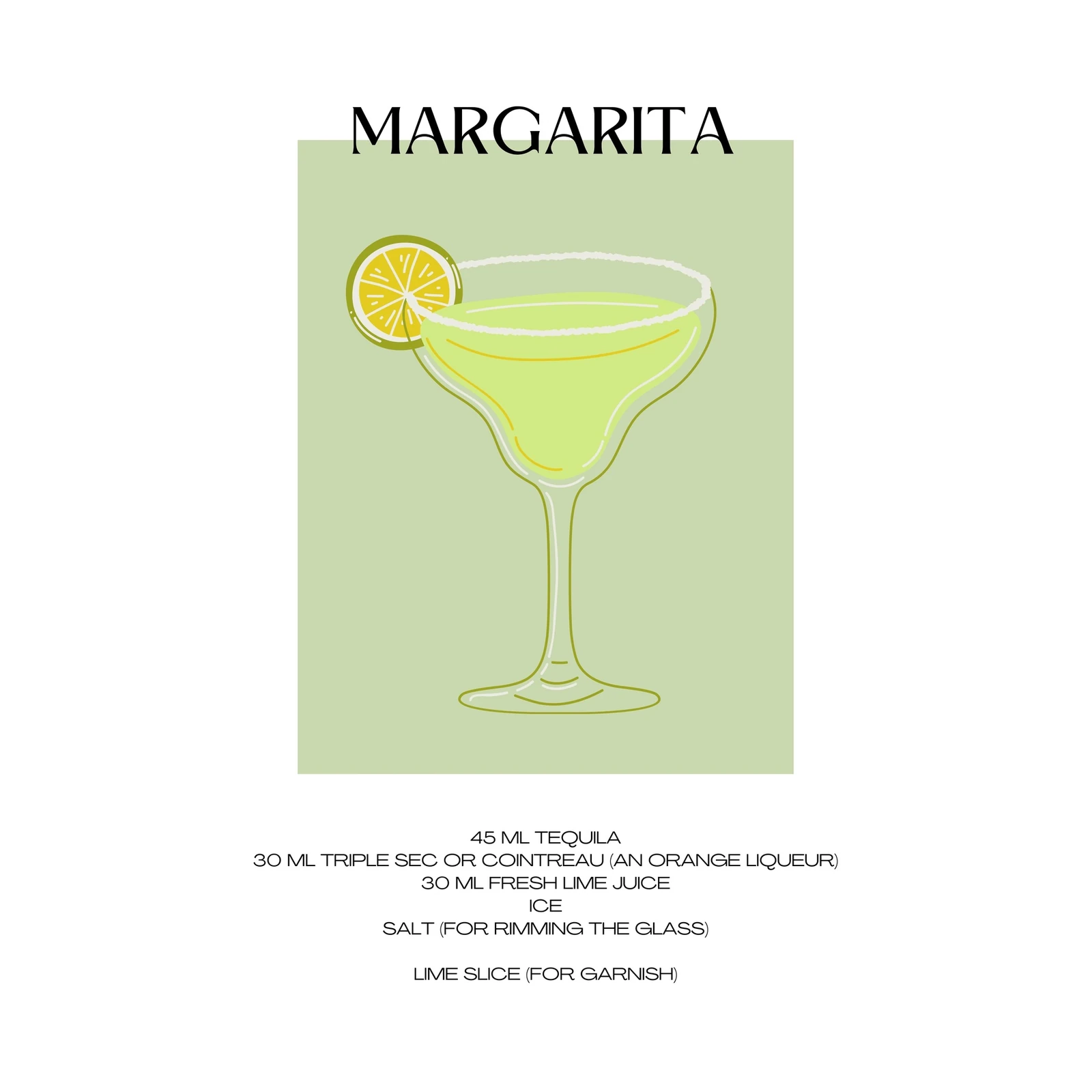 Margarita Recipe Wall Art