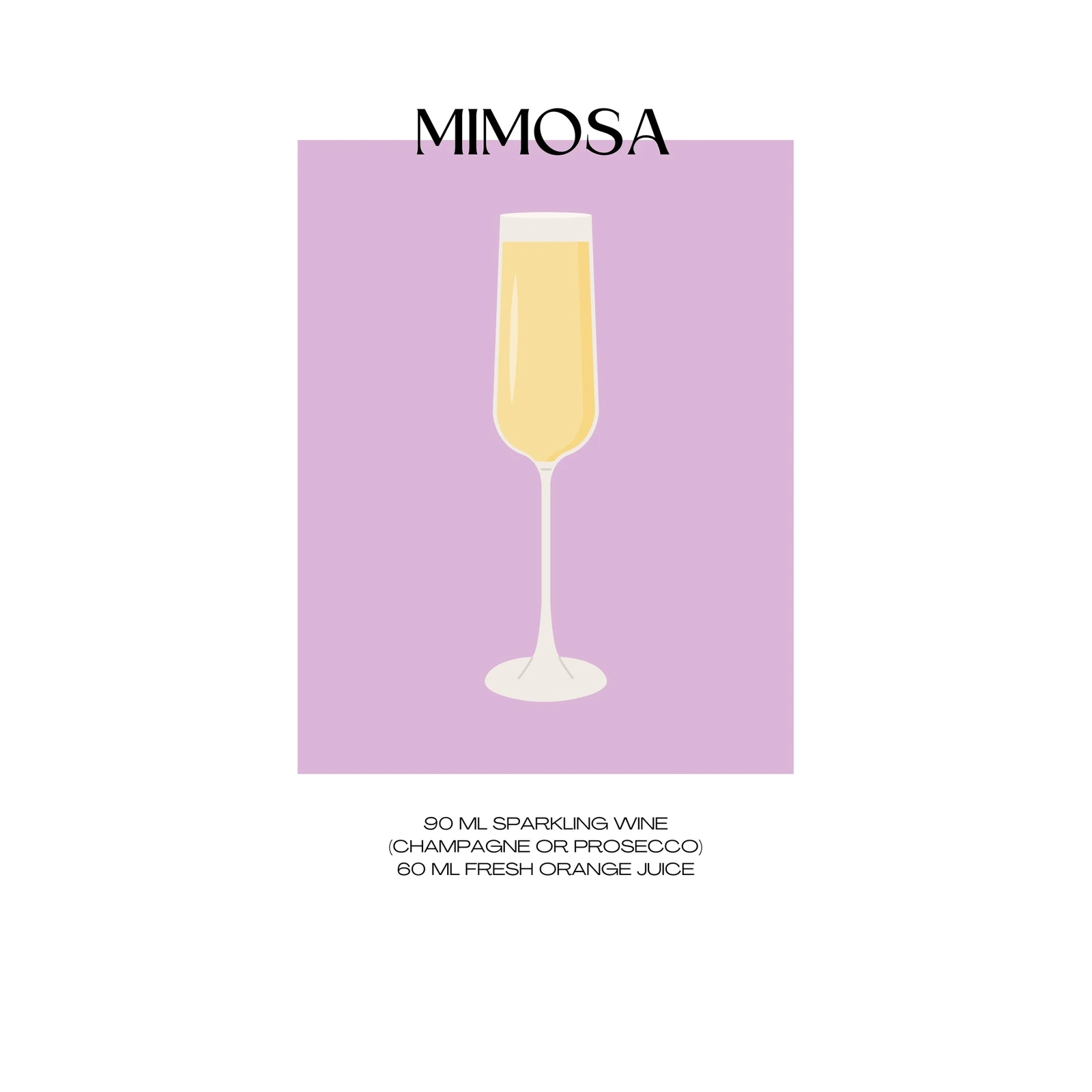 Elegant Mimosa Cocktail Recipe Wall Art