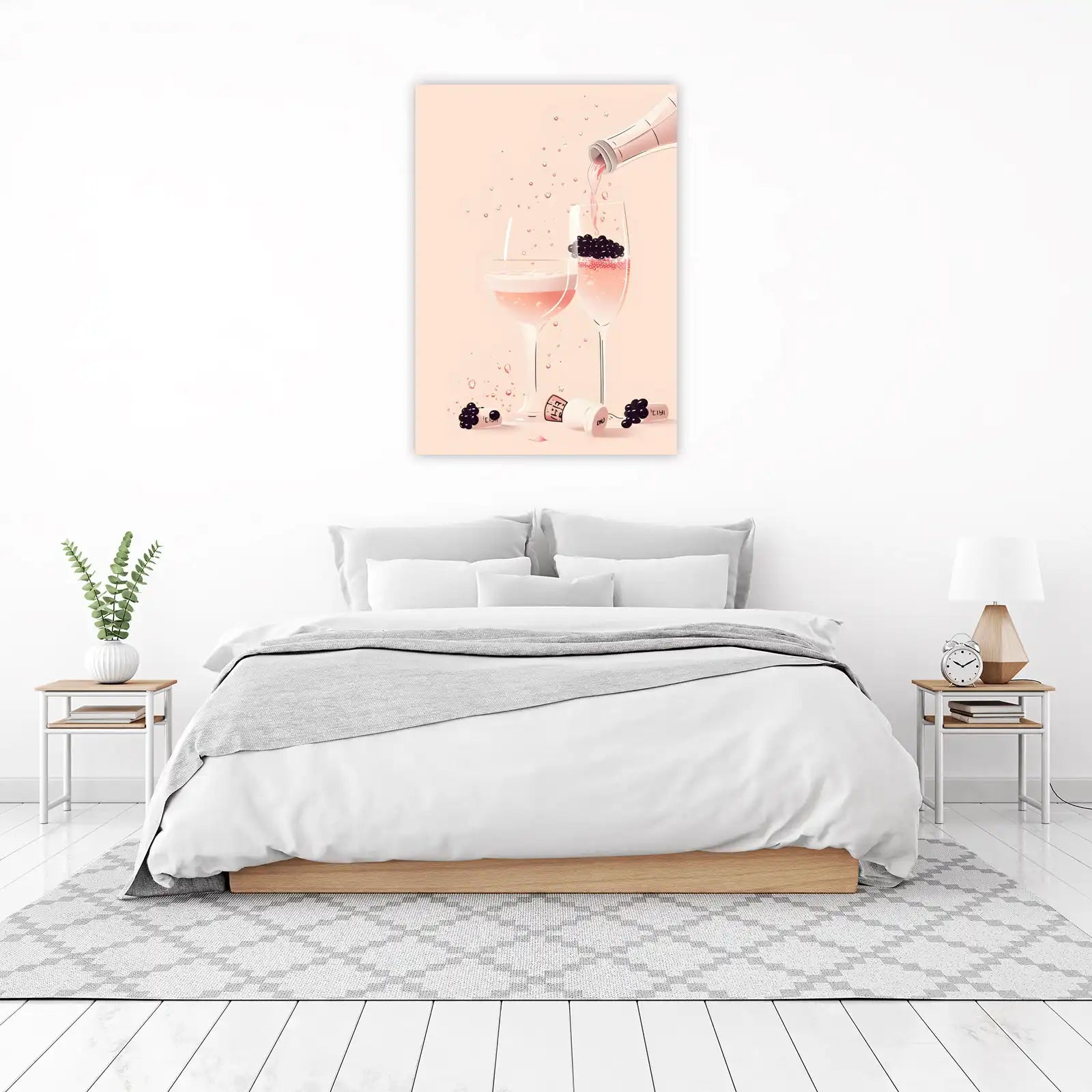 Elegant Rosé Bubbles Champagne Wall Art