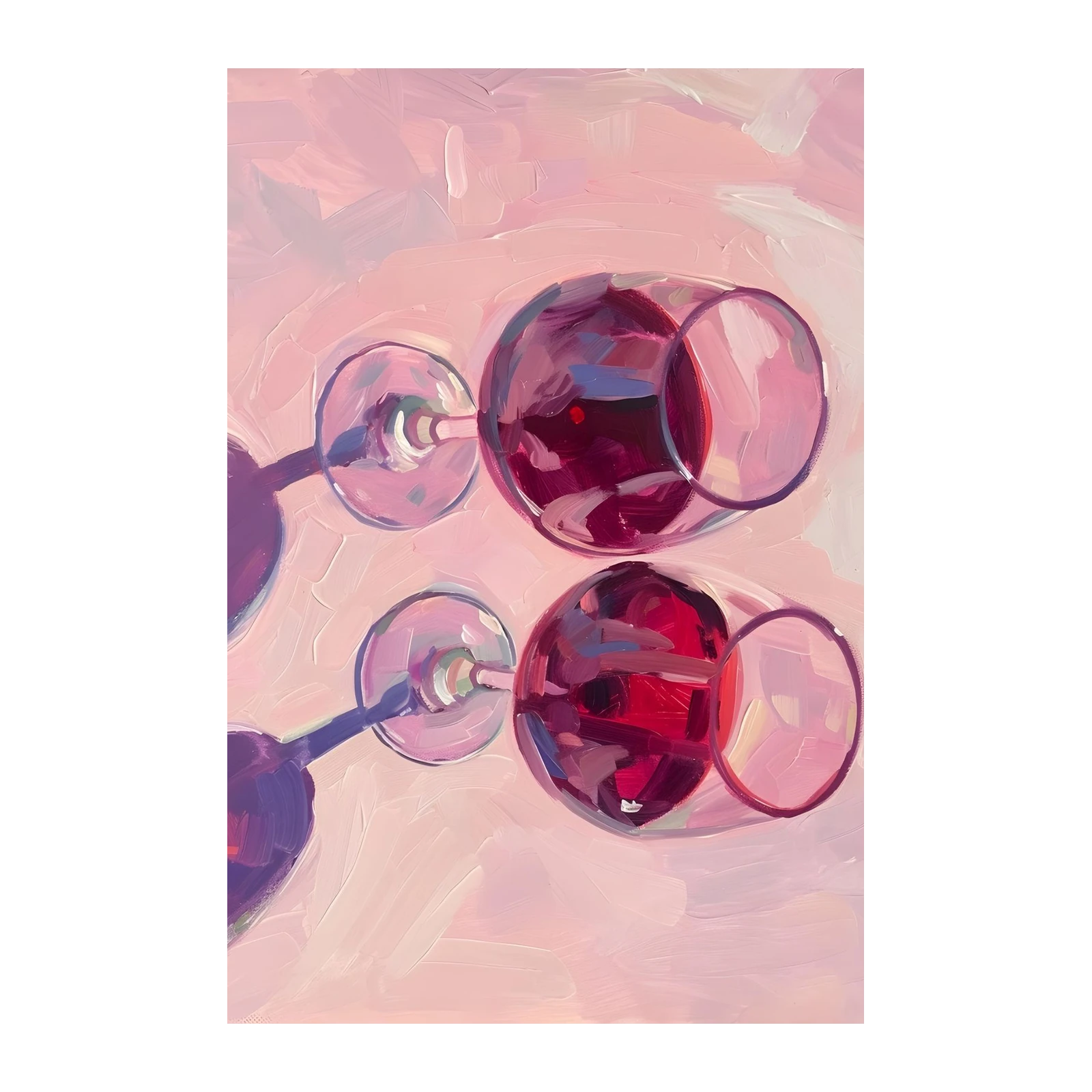 Elegant Wine Glasses Impressionist Wall Art