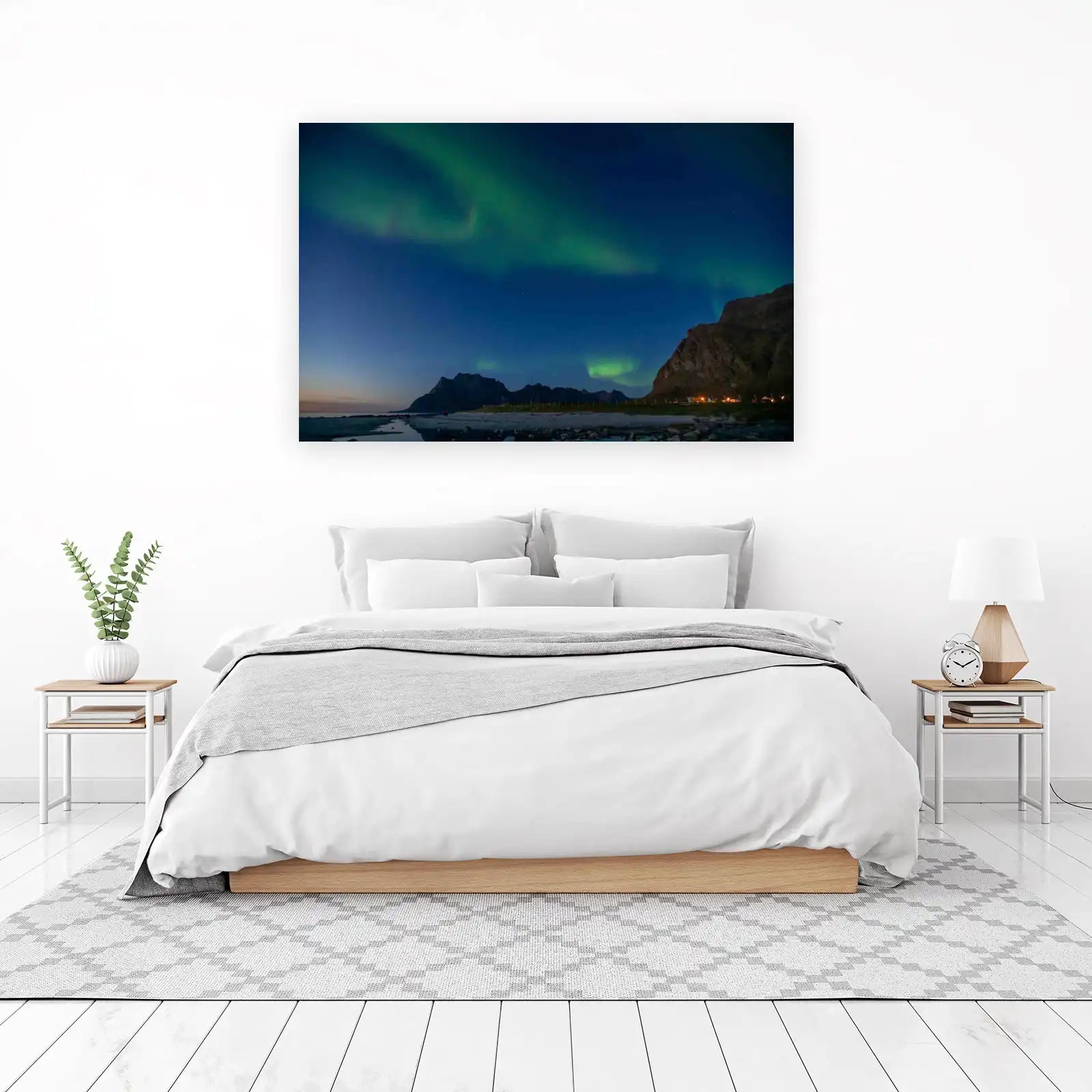 Aurora Borealis Coastal Mountain Wall Art