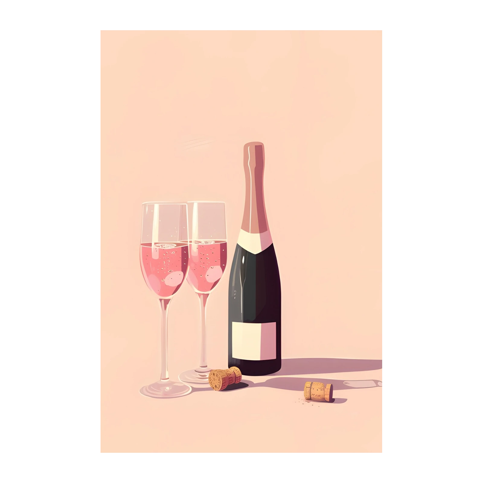 Elegant Pink Champagne Toast Wall Art