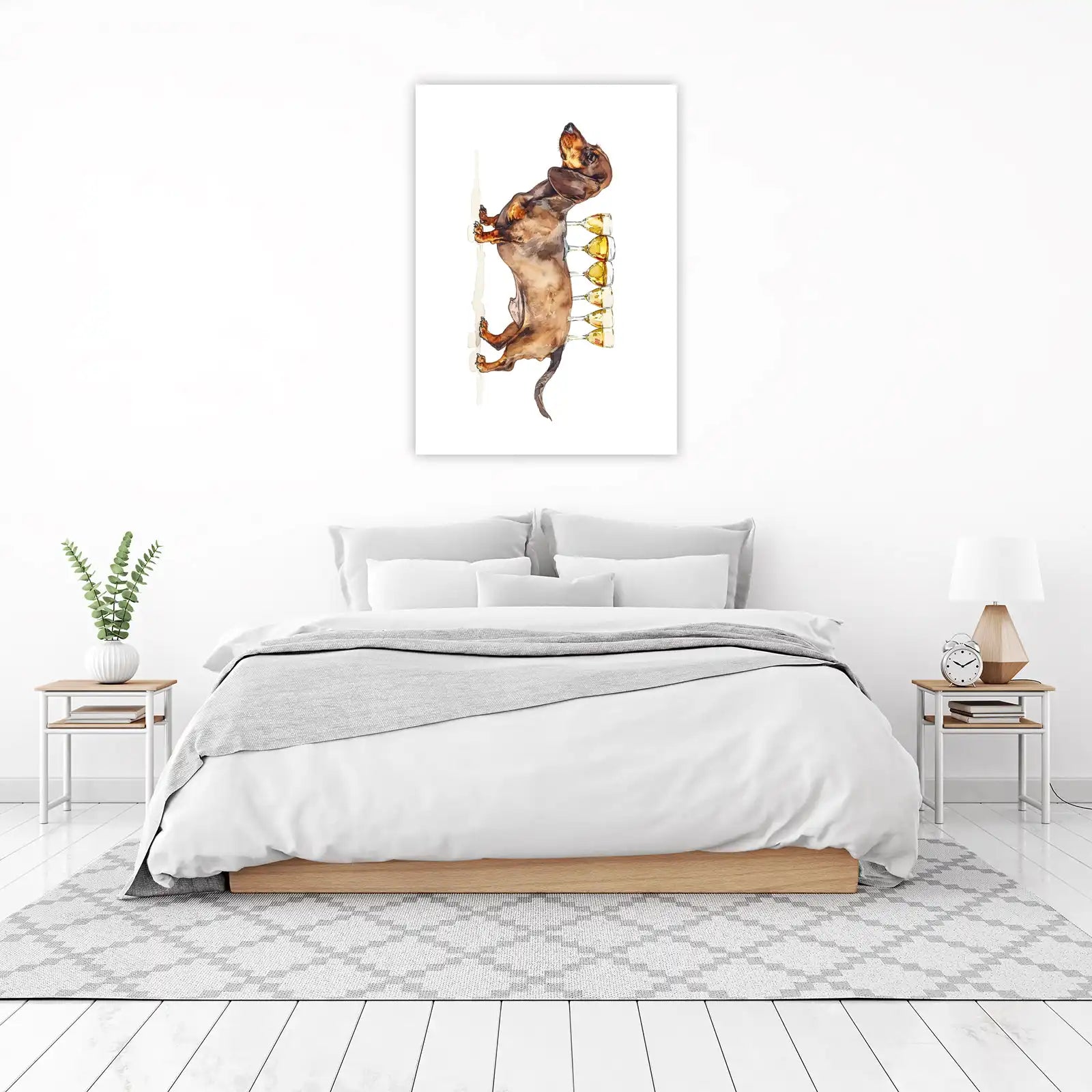 Playful Dachshund Wine Art Wall Art
