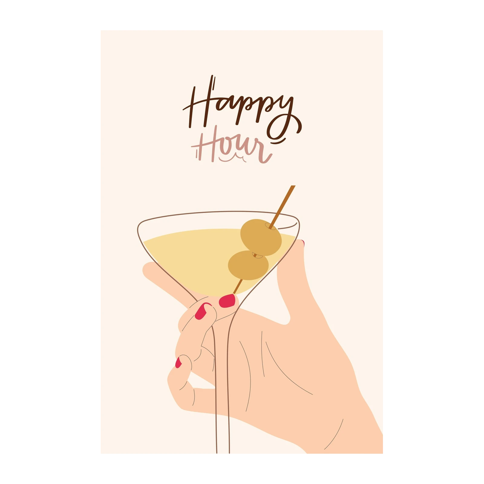 Chic Happy Hour Cocktail Art Wall Art