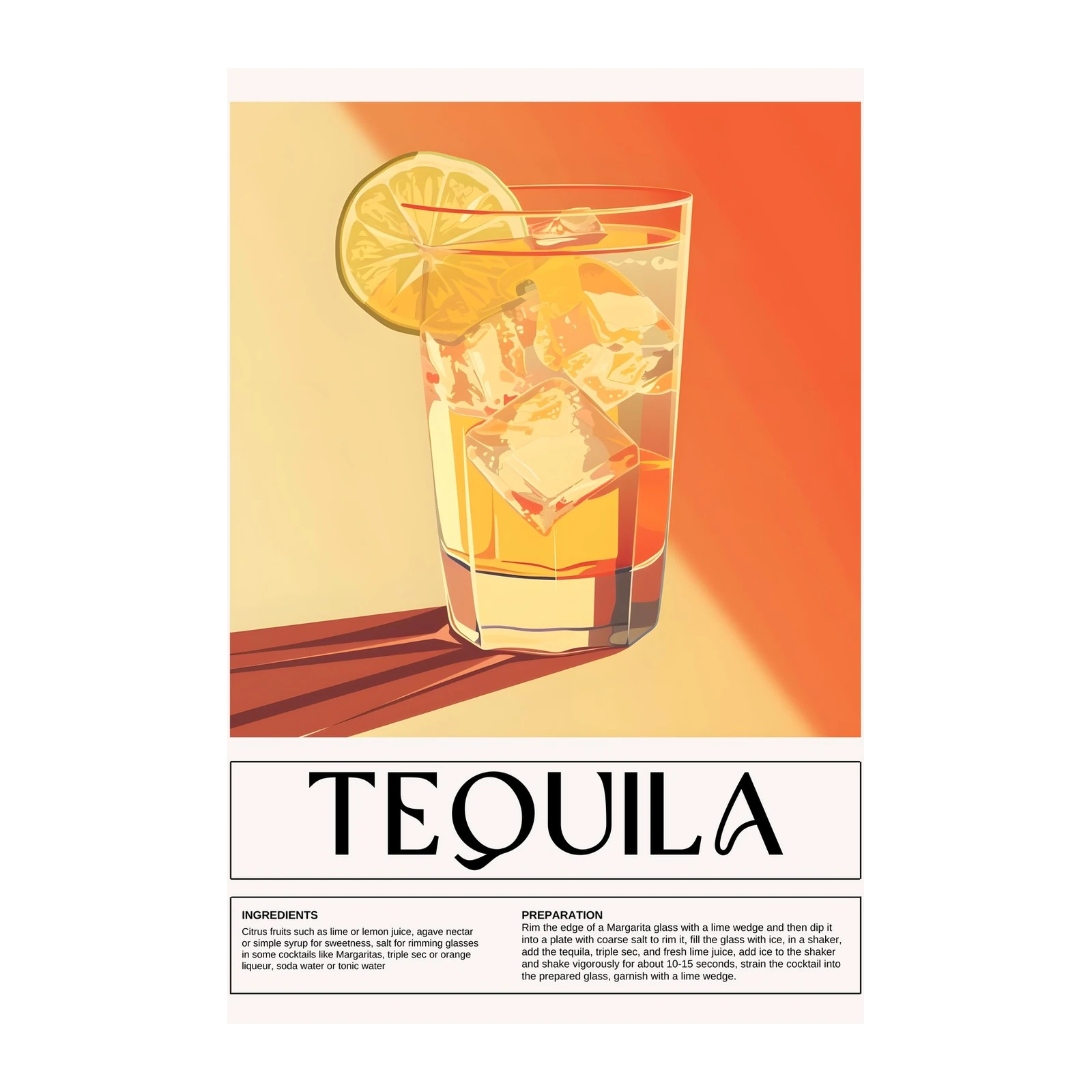 Retro Tequila Cocktail Wall Art