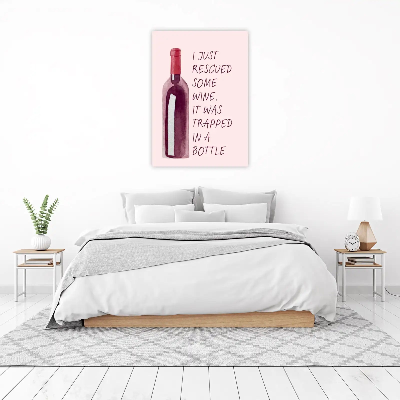 Wine Rescue Funny Quote Watercolor Wall Art