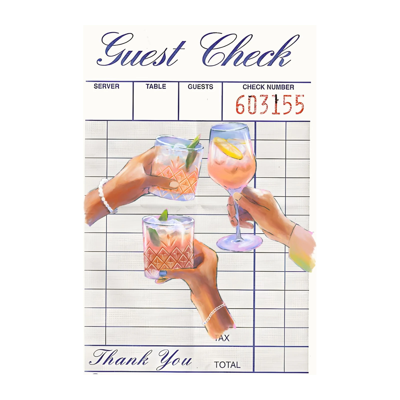 Cheers & Cocktails Guest Check Wall Art