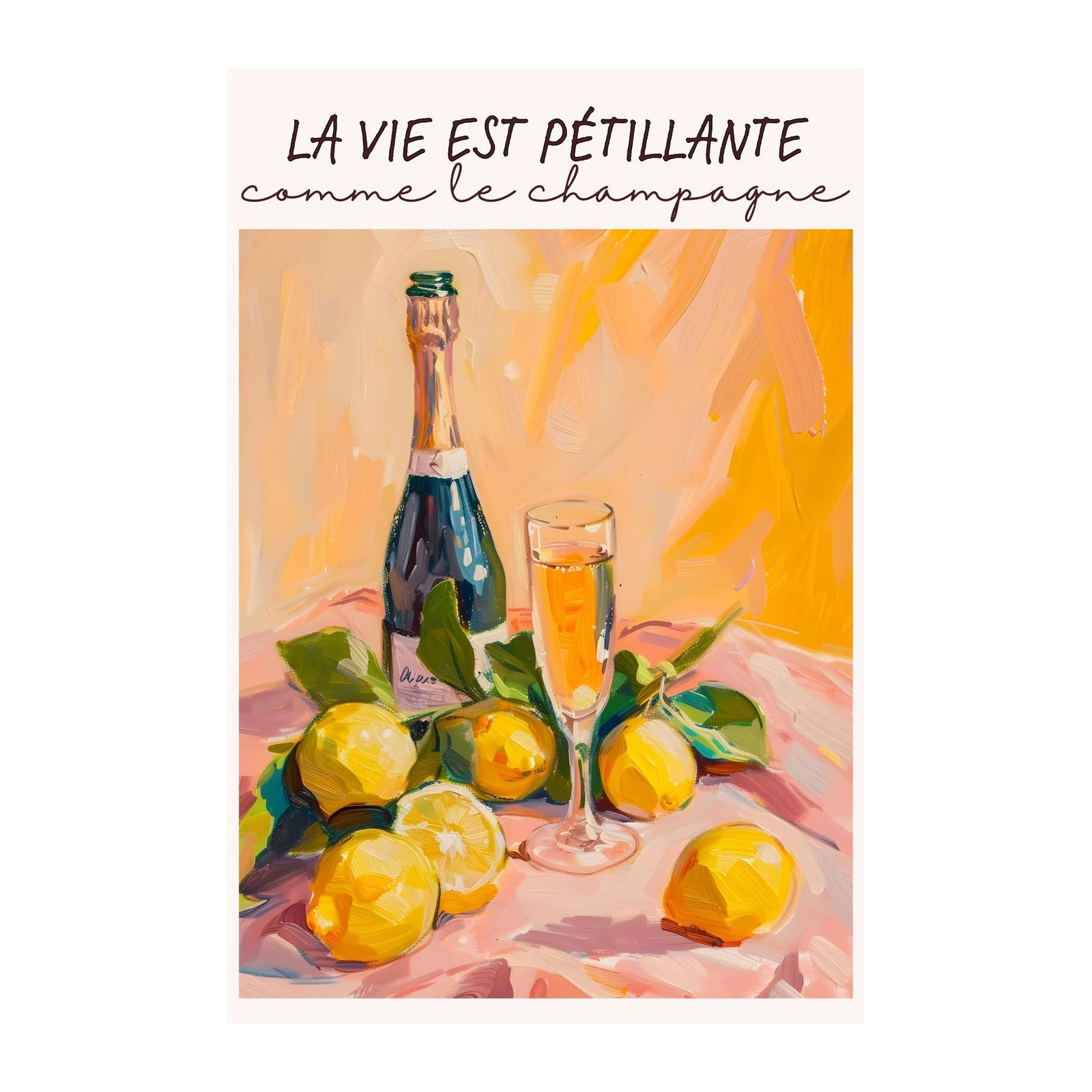 Champagne & Lemons Impressionist Wall Art