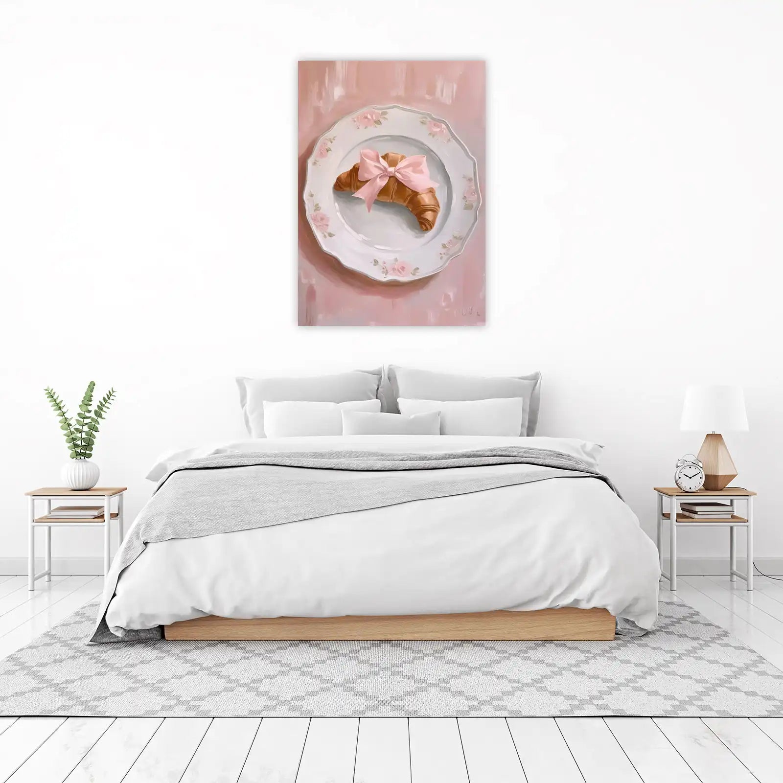 French Croissant & Roses Wall Art