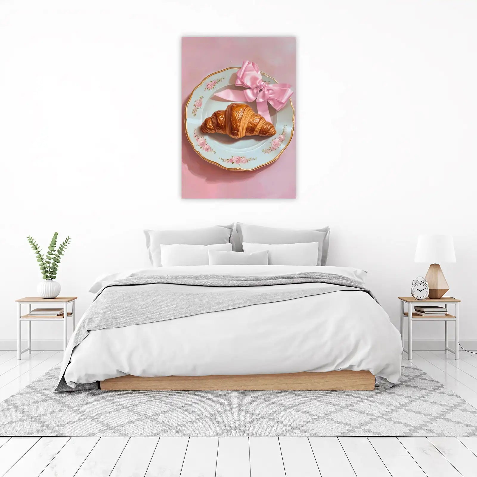 Sweet Croissant & Pink Bow Wall Art