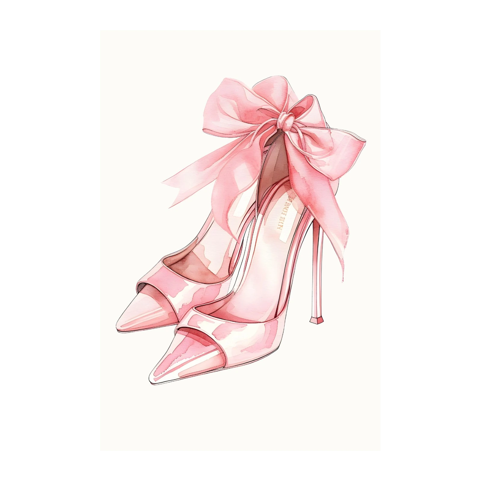 Elegant Pink Bow Stiletto Heels Wall Art