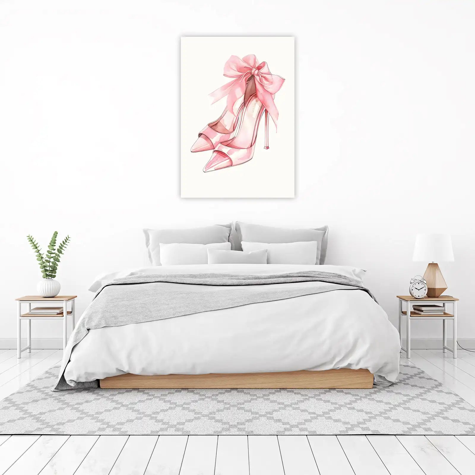 Elegant Pink Bow Stiletto Heels Wall Art
