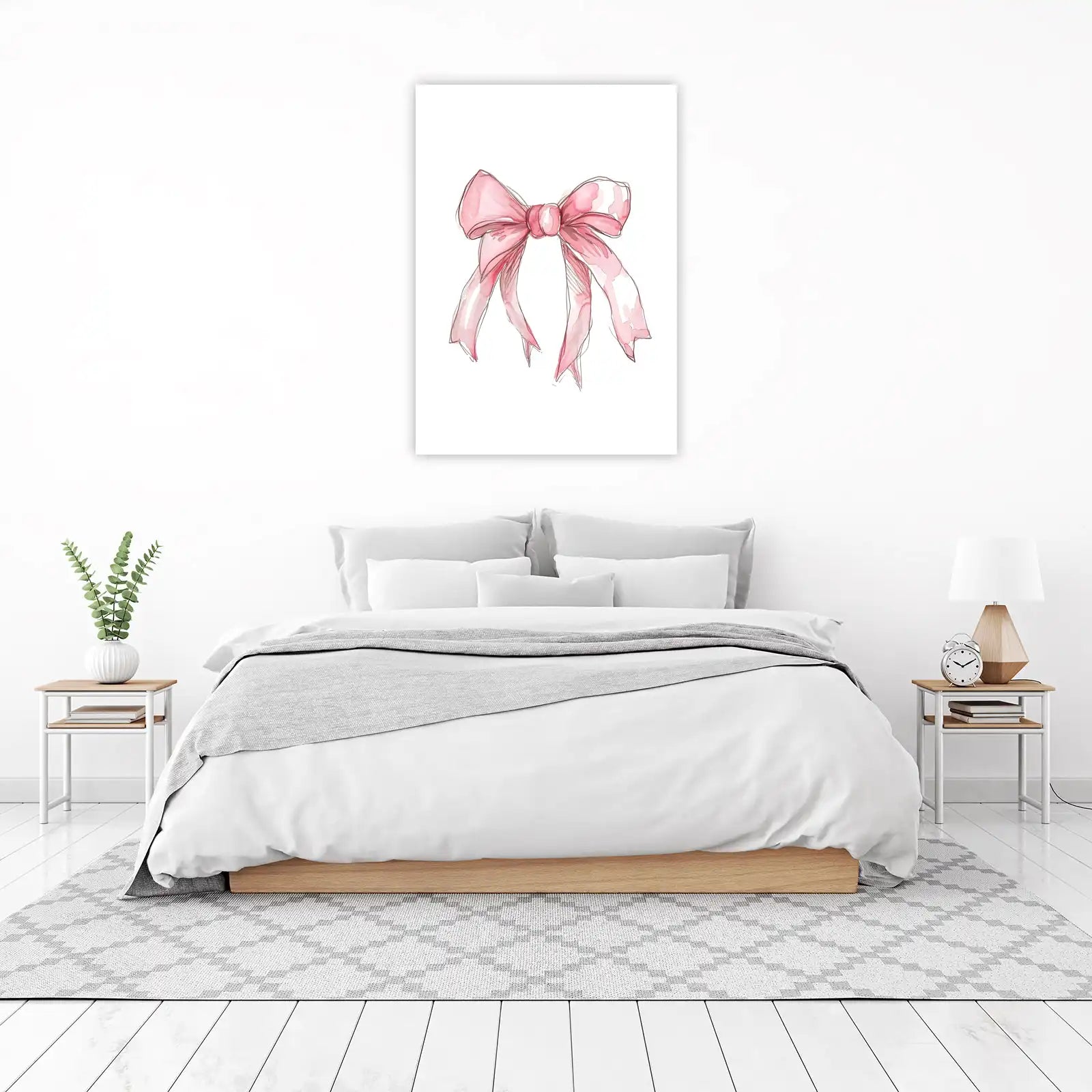 Blush Pink Watercolor Bow Wall Art