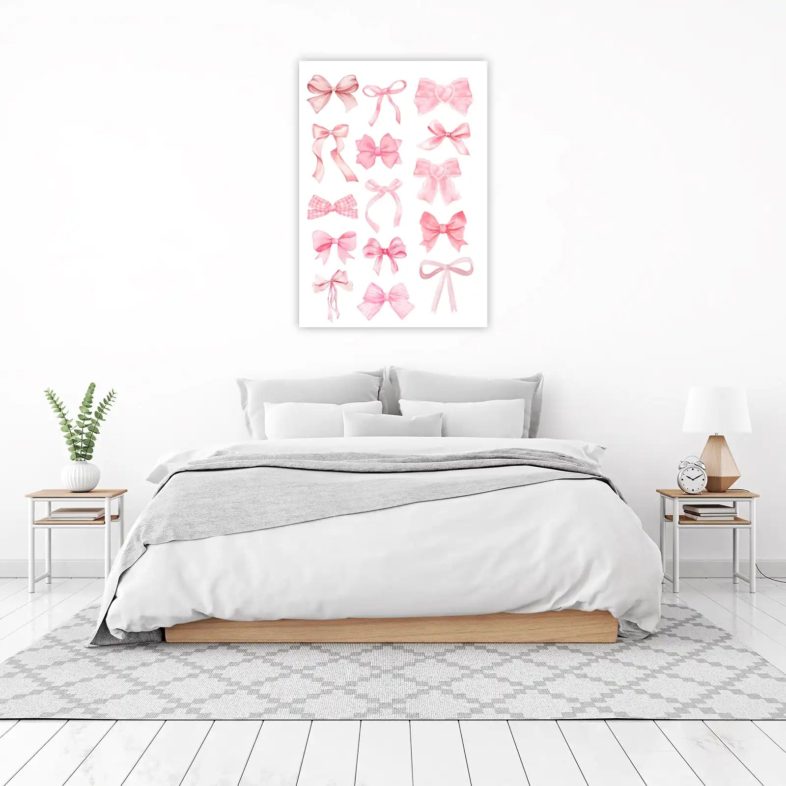 Pretty Pink Bows Watercolor Wall Art