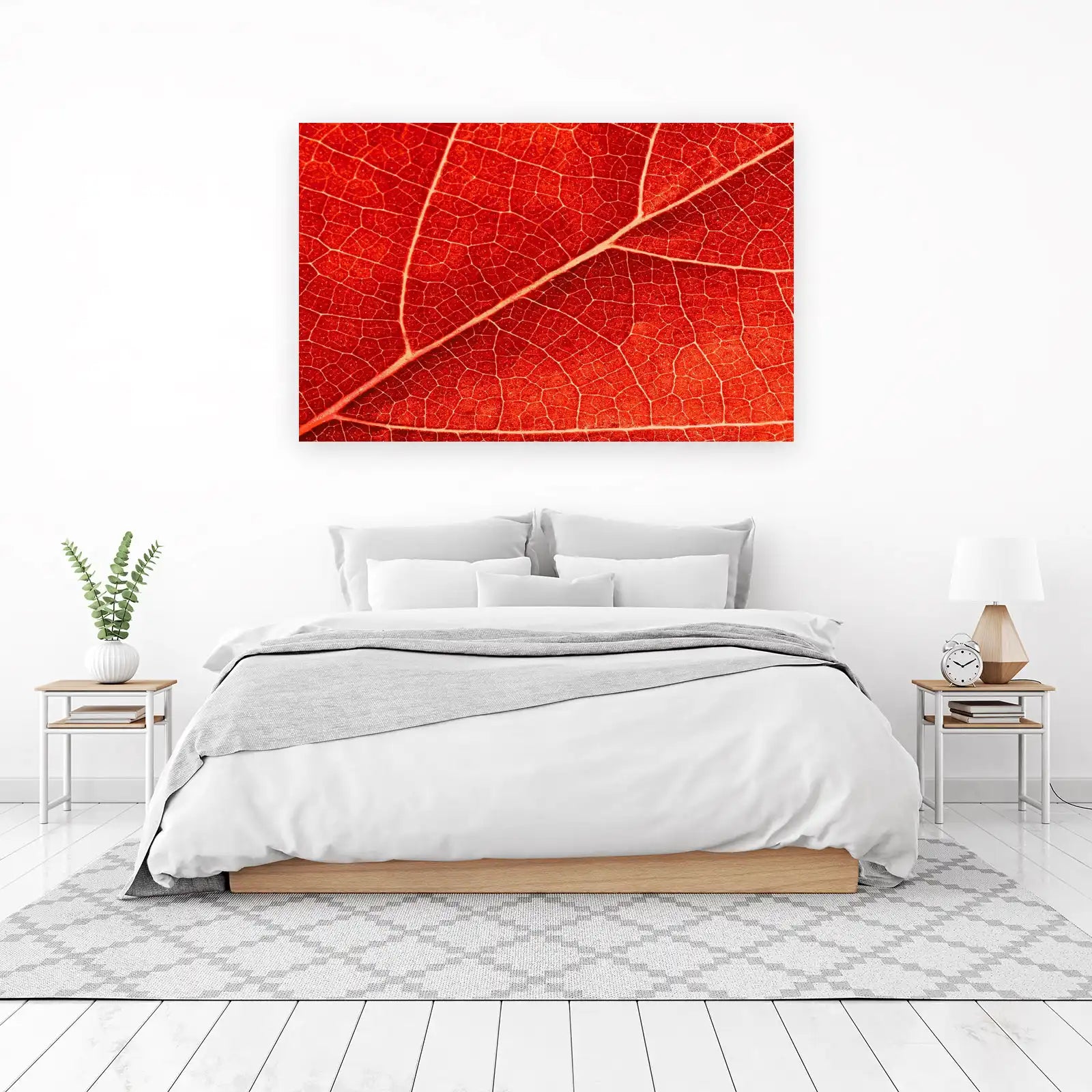 Vibrant Red Leaf Macro Wall Art