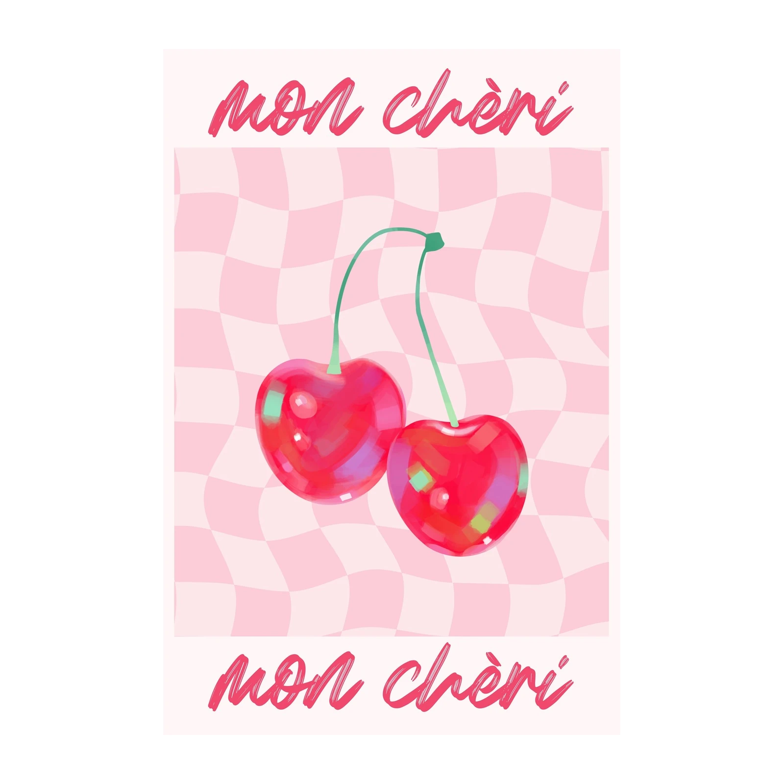 Retro Cherry 'Mon Chéri' Cute Wall Art Wall Art