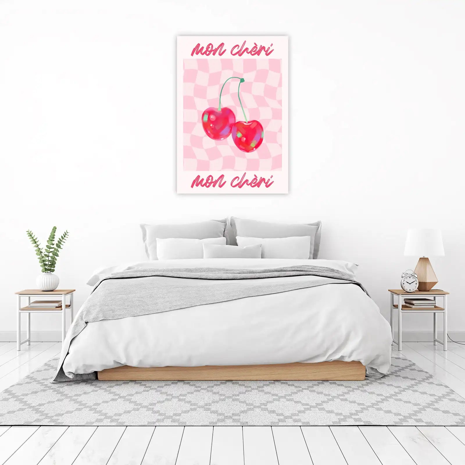 Retro Cherry 'Mon Chéri' Cute Wall Art Wall Art