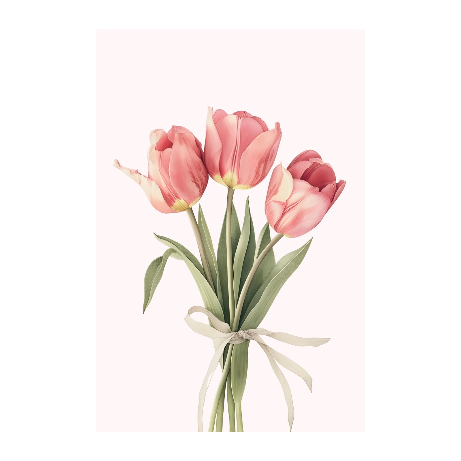 Elegant Pink Tulips Botanical Wall Art Wall Art