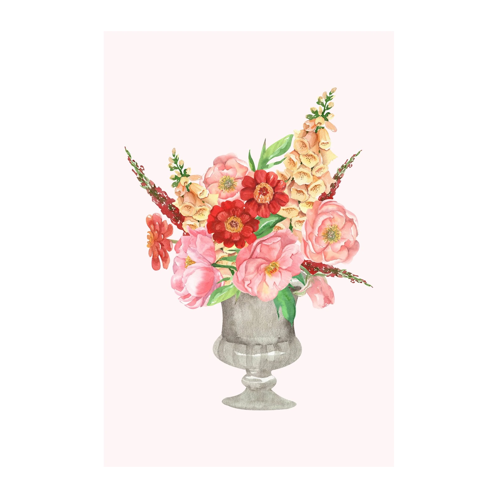 Watercolor Garden Urn Floral Wall Art