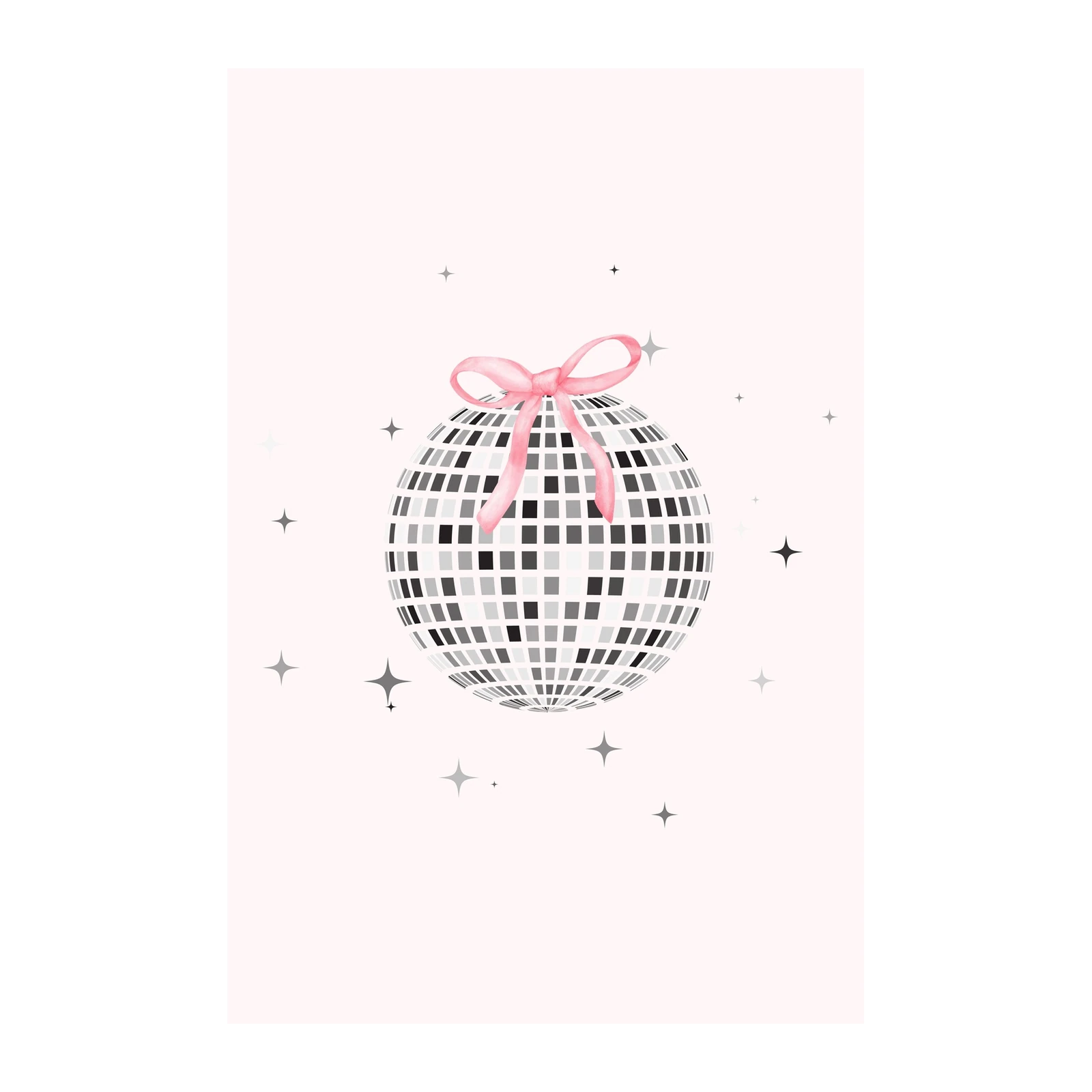 Pink Bow Disco Ball Party Wall Art