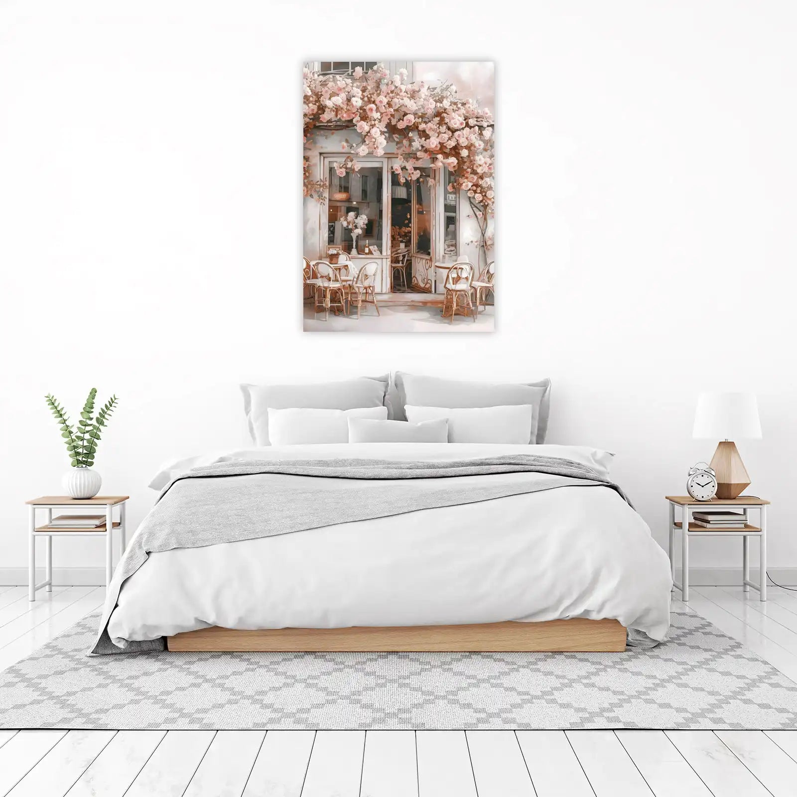 Romantic Floral Cafe Scene Wall Art
