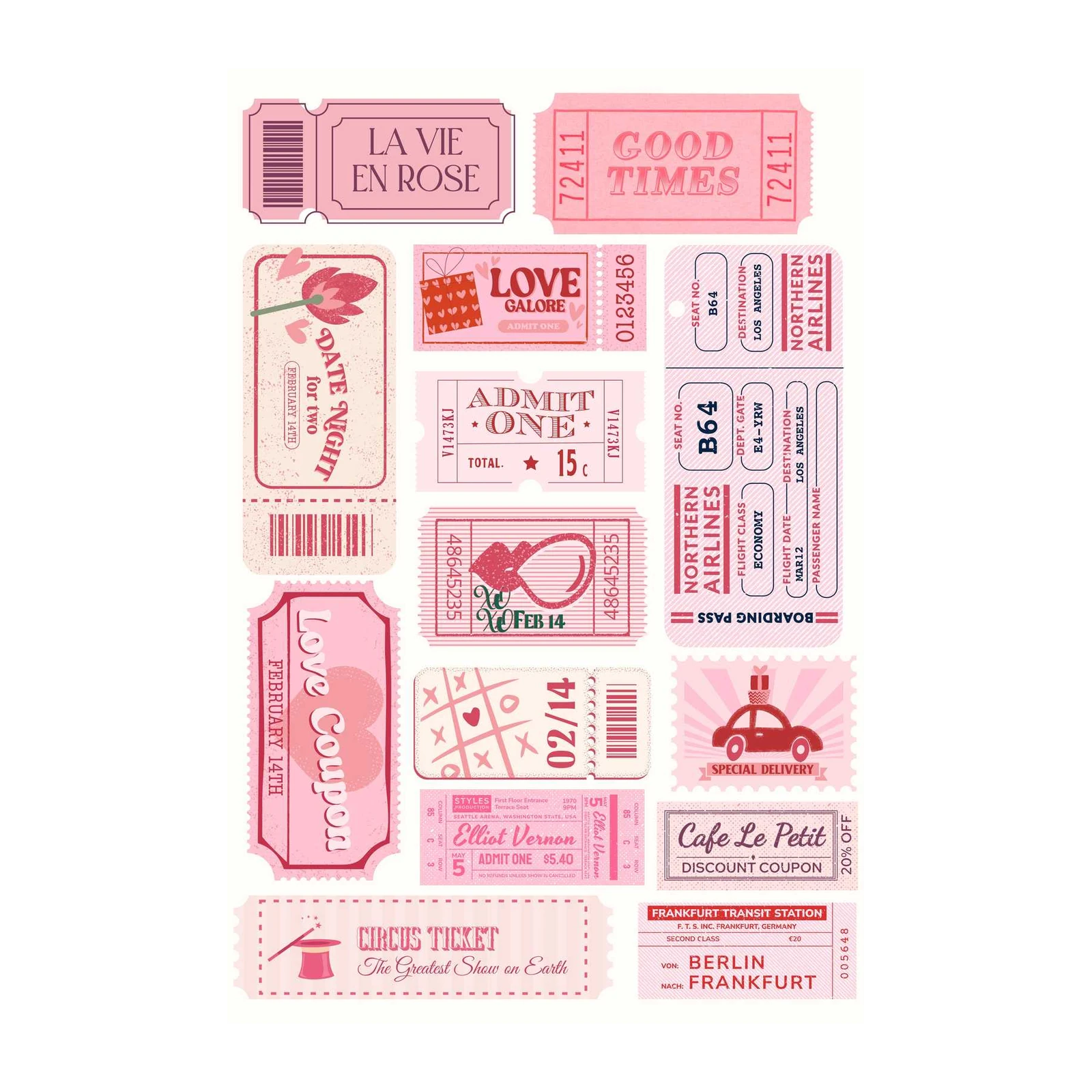 Retro Ticket Love & Travel Wall Art