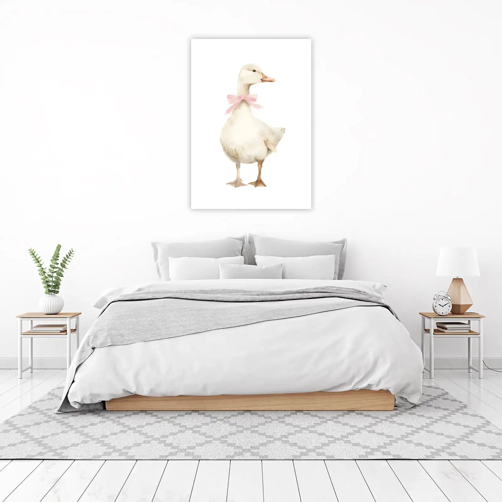 Charming Duckling with Pink Bow Wall Art