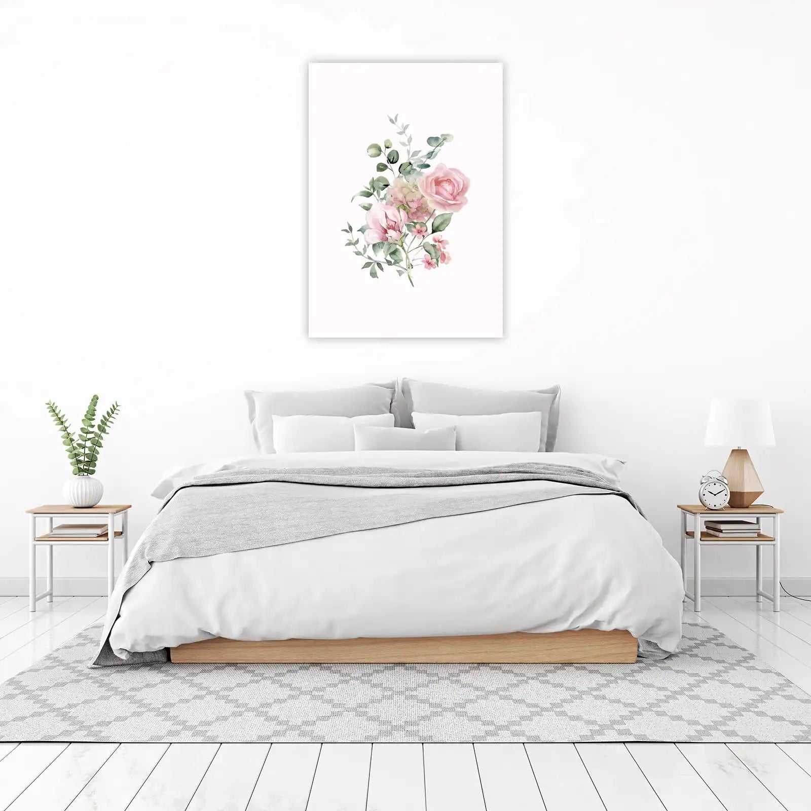 Soft Pink Floral Bouquet Watercolor Wall Art