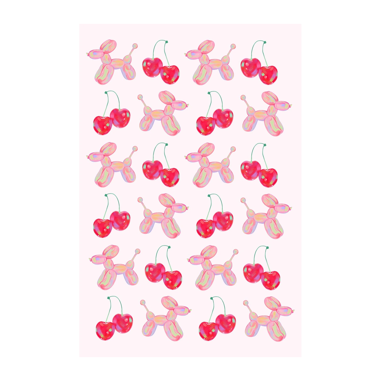 Playful Cherry Balloon Dog Wall Art Art