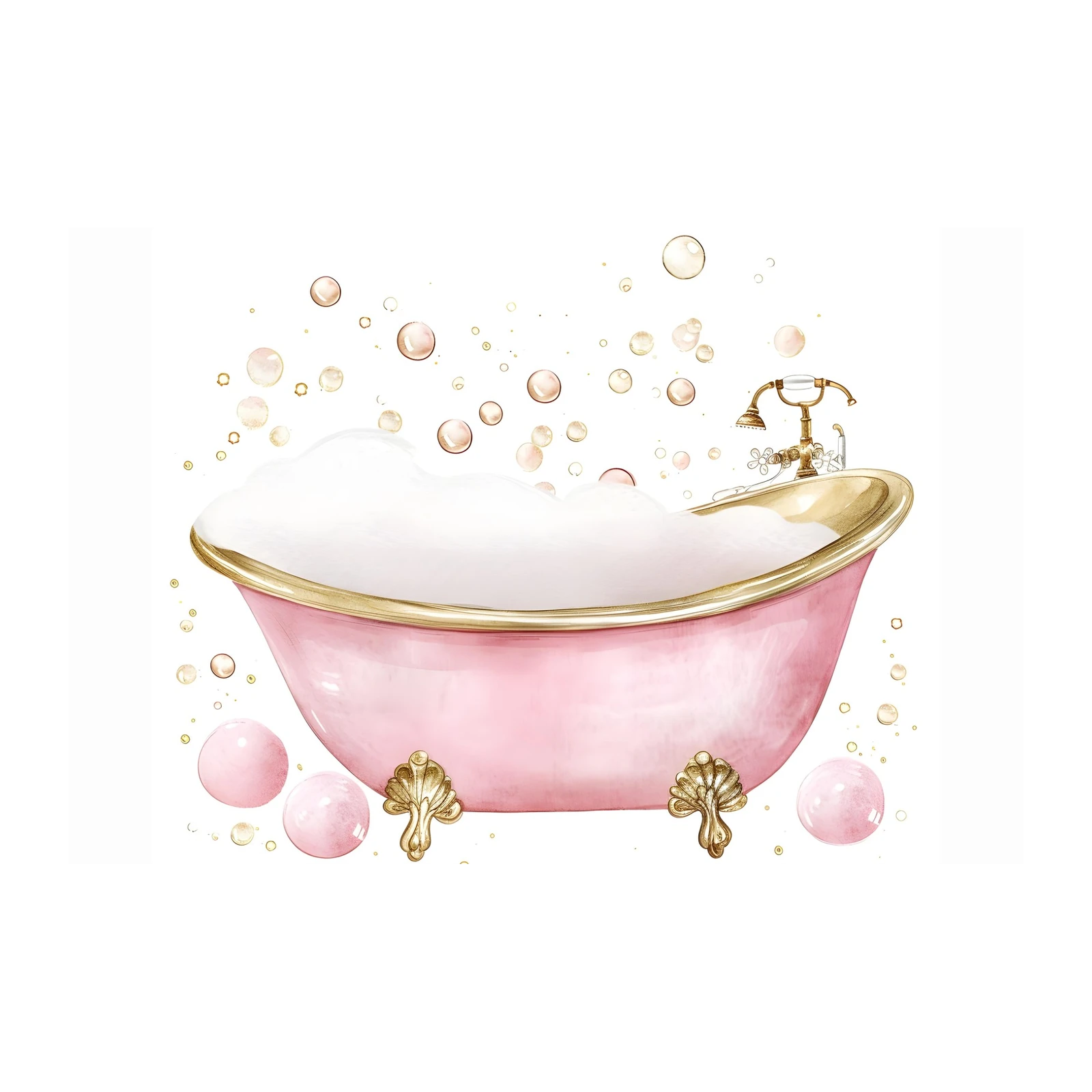 Pink Victorian Bathtub Bubble Art Wall Art