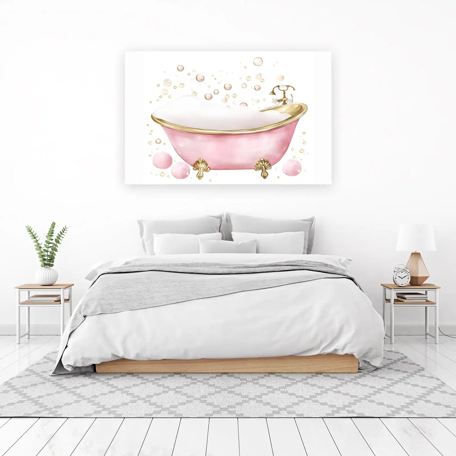Pink Victorian Bathtub Bubble Art Wall Art
