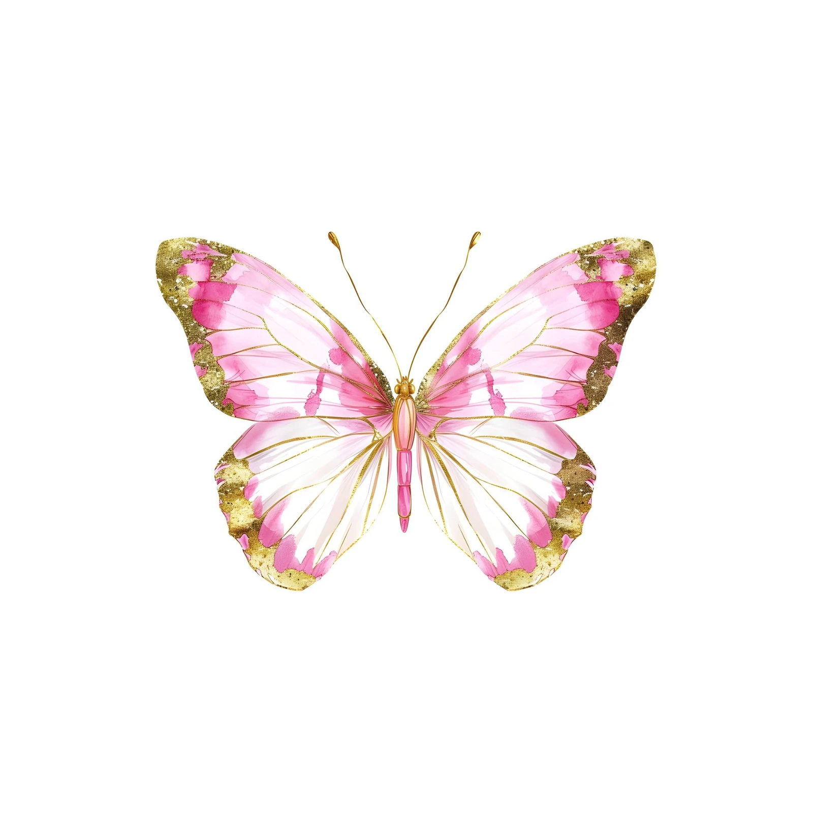 Elegant Pink Gold Butterfly Art Wall Art