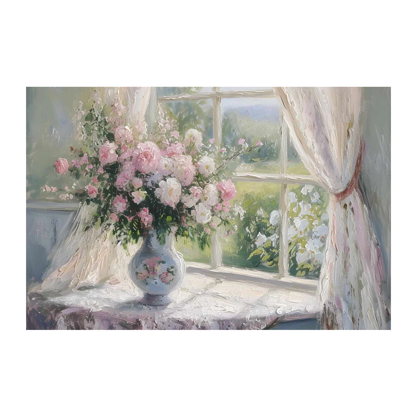 Romantic Rose Still Life Window Wall Art