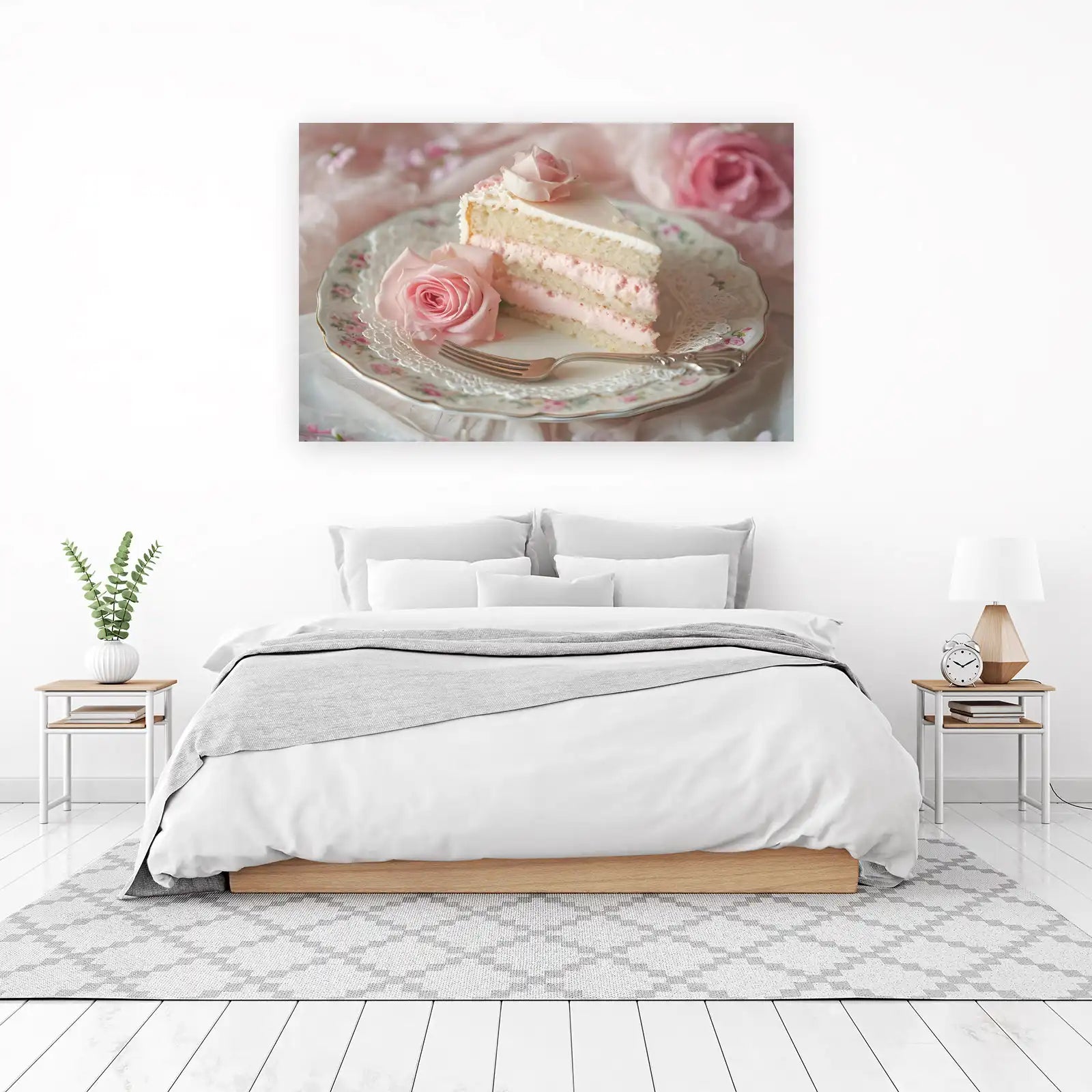 Elegant Pink Rose Layer Cake Wall Art
